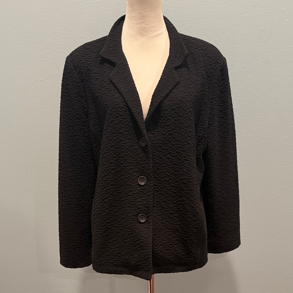 Eileen Fischer Black Textured Blazer XL